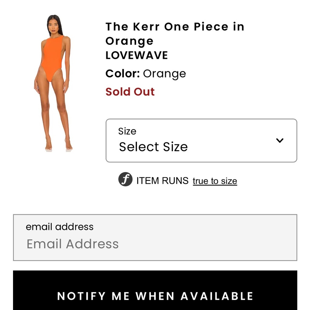 Lovewave Orange One Piece Swimsuit small